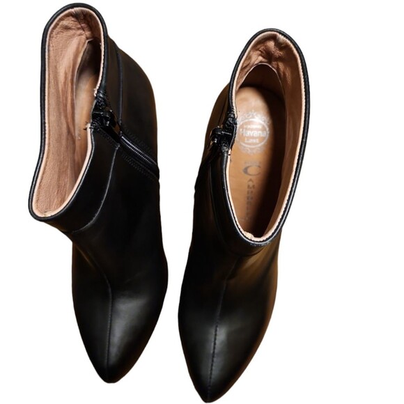 Jeffrey Campbell Rave Ankle Boots Size 6 M Black Leather Glitter Wedge Platform - Picture 2 of 8